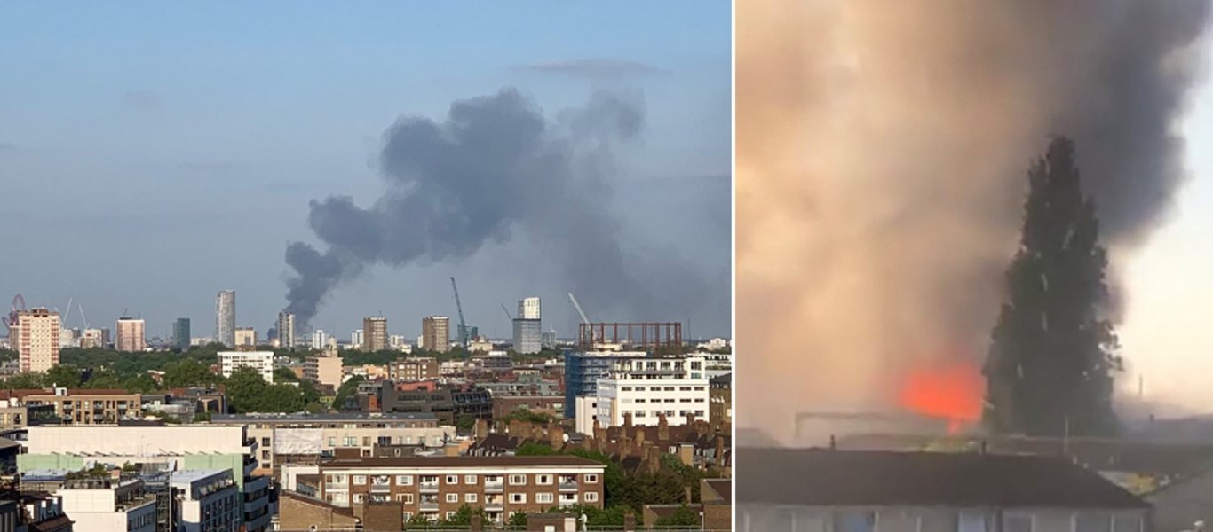 Μεγάλη φωτιά στο Ανατολικό Λονδίνο - Επί τόπου 125 πυροσβέστες