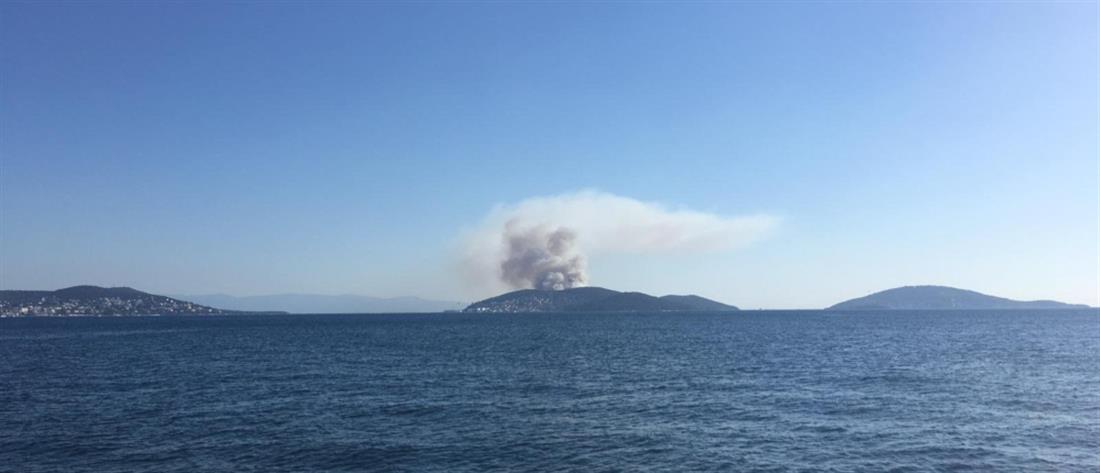 Μεγάλη πυρκαγιά στην Χάλκη (Τουρκία)