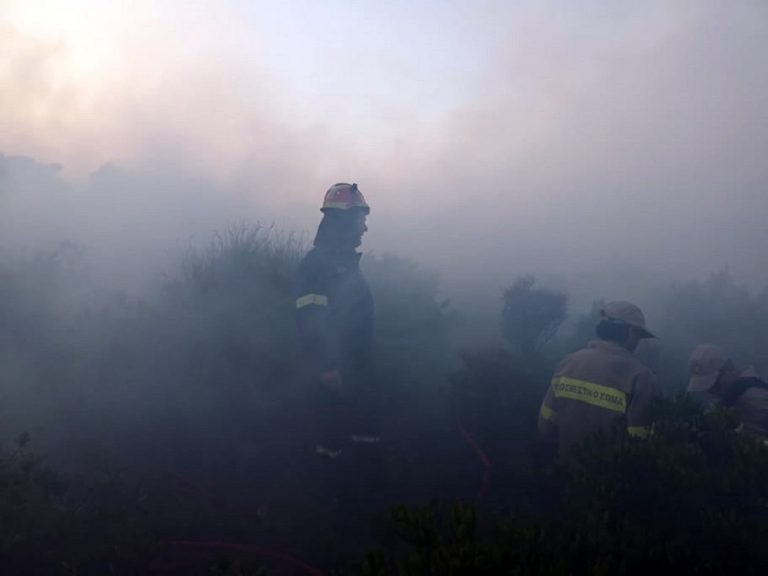 ΦΩΤΟΣΤΙΓΜΕΣ – Η μεγάλη μάχη των πυροσβεστών με τη φωτιά στον Σκοπό – Οι εικόνες τα λένε όλα