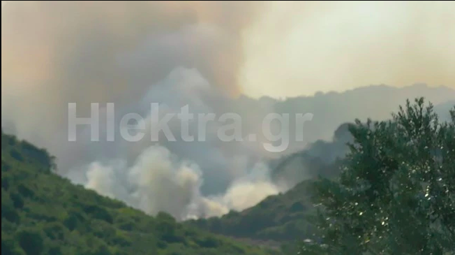 Μεγαλη πυρκαγιά σε δασική έκταση στη Νεμέα Κορινθίας.