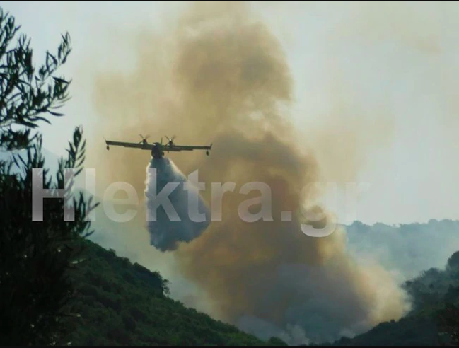 Μεγαλη πυρκαγιά σε δασική έκταση στη Νεμέα Κορινθίας.