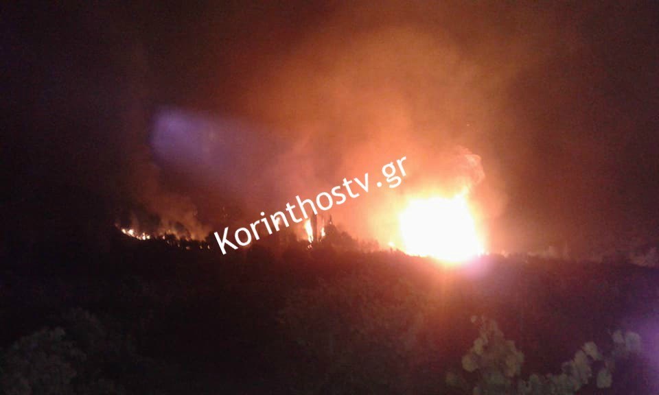 Μεγαλη πυρκαγιά σε δασική έκταση στην περιοχή Άγιος Βλάσης Σοφικού Κορινθίας.