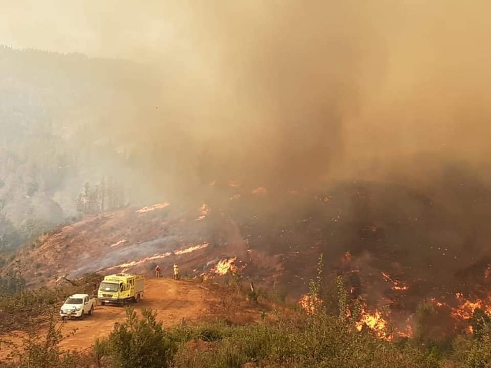 Μεγάλη πυρκαγιά στην περιοχή licantén της Χιλής