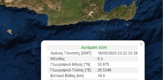 Σεισμός 5,2 Ρίχτερ ανοιχτά της Κρήτης