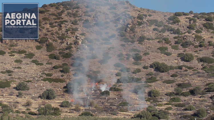 Πυρκαγιά ΤΩΡΑ σε χαμηλή βλάστηση στην Αίγινα