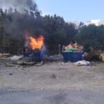 Έκρηξη και πυρκαγιά σε κάδο απορριμμάτων. Από τύχη και μόνο δεν θρηνήσαμε θύματα