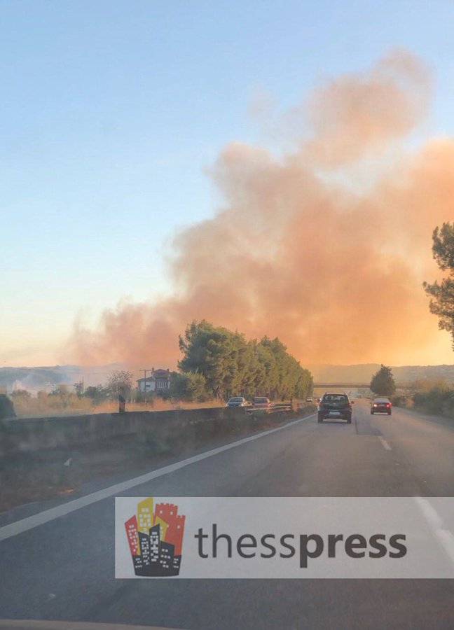 Σε εξέλιξη πυρκαγιά σε ξηρά χόρτα στον Ν. Ρύσιο Θεσσαλονίκης
