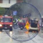 Πυρκαγιά σε ταξί στο κέντρο της Αθήνας(φωτο)