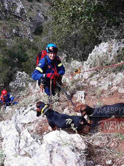 Καλάβρυτα: Εντυπωσιακή και ριψοκίνδυνη διάσωση σκύλων από Πυροσβέστες- ΦΩΤΟ