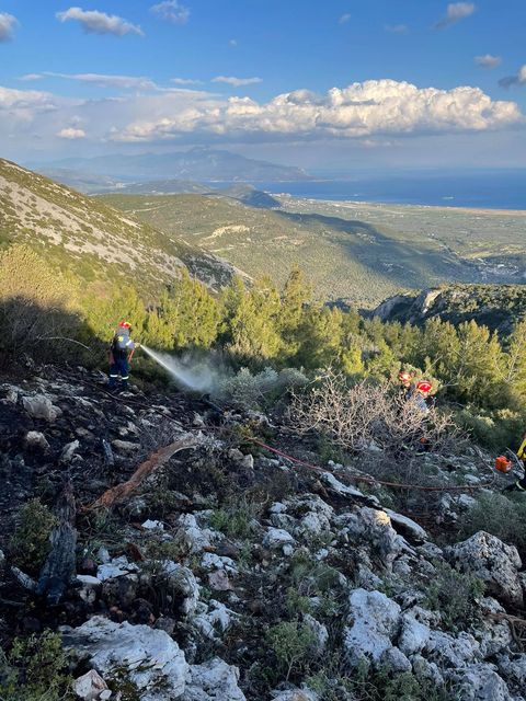 Πυρκαγιά σε θαμνώδη βλάστηση στη Πάνδροσο Σάμου (Φώτο)