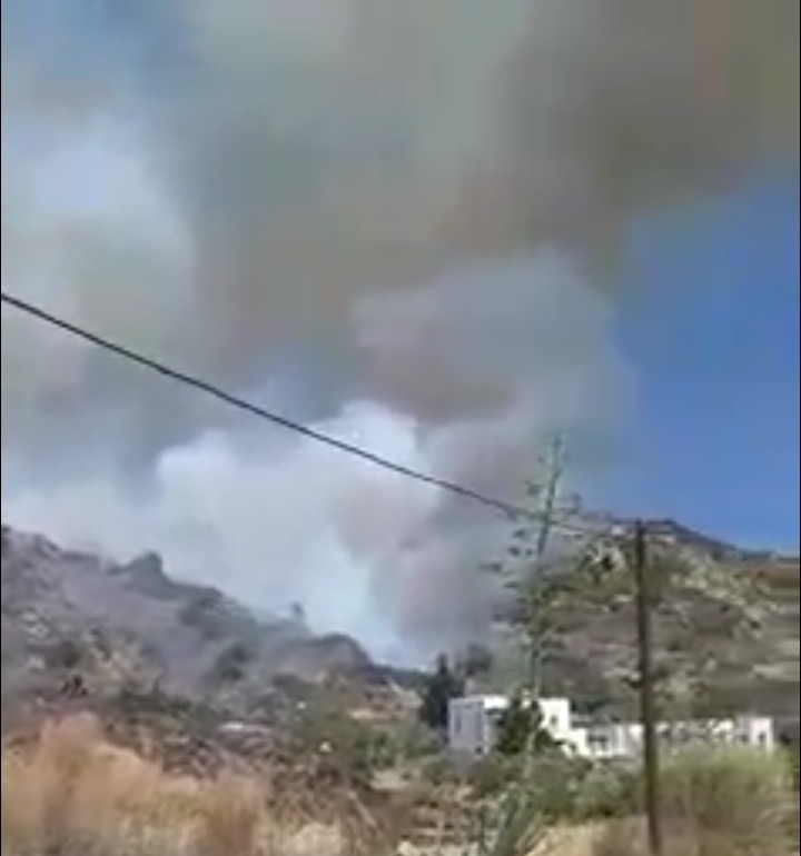 Πυρκαγιά ΤΩΡΑ σε χορτολιβαδική έκταση στην Νάξο.(φωτο από το συμβαν)