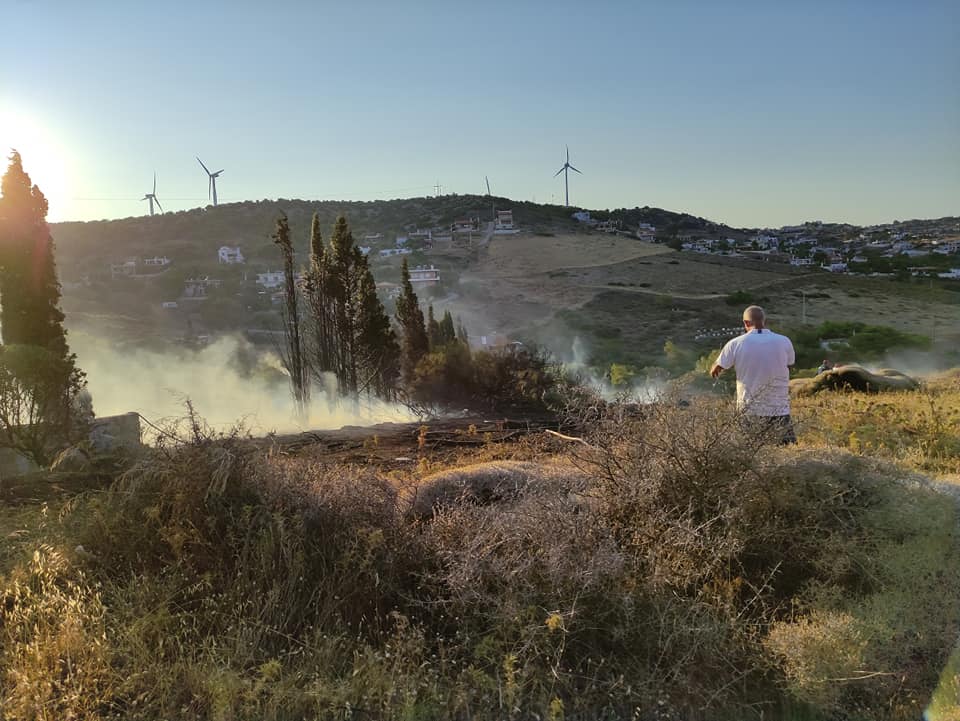 Πυρκαγιά εν υπαίθρω στην περιοχή "Ντελενια" Λαυρεωτικής (Φώτο)