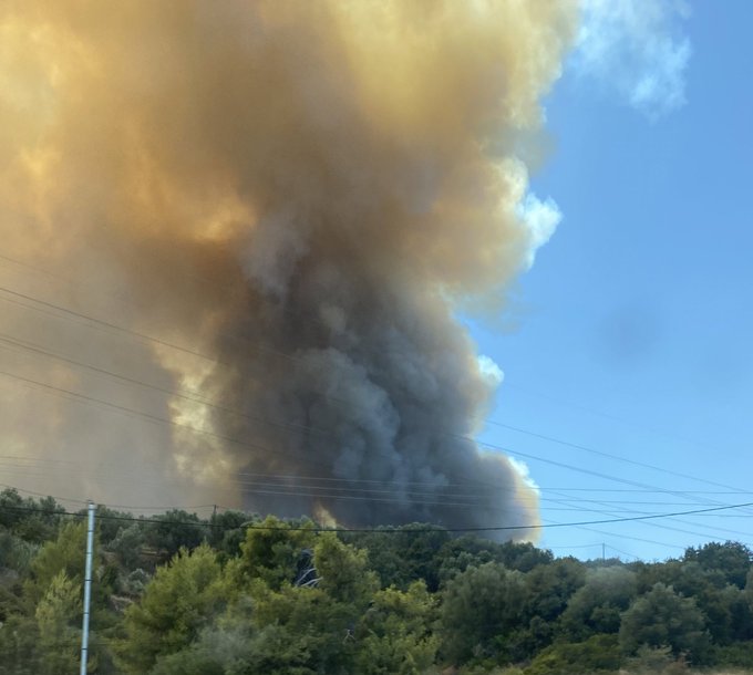 Πυρκαγιά ΤΩΡΑ σε δασική έκταση στη Ζήρια Αχαΐας - Με κατεύθυνση προς το χωριό το μετωπο