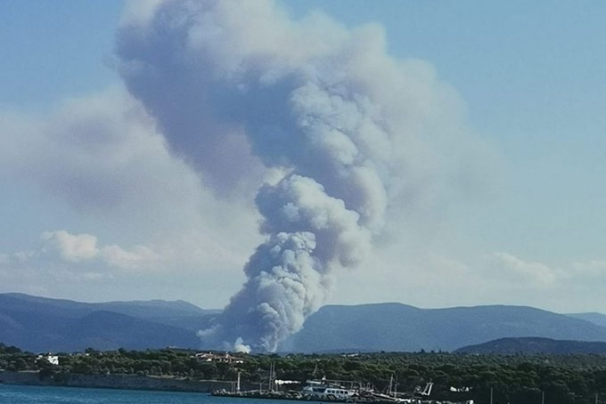 Πυρκαγια ΤΩΡΑ σε δασική έκταση στην Νέα Αλμυρή Κορινθίας (Φωτο)