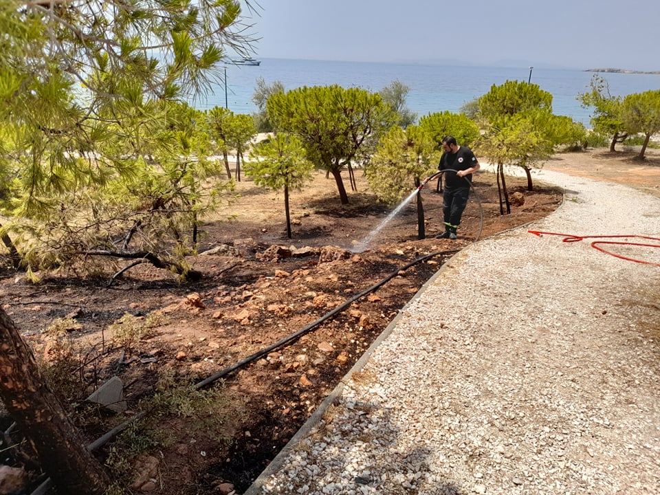 Πυρκαγιά σε χαμηλή βλάστηση στο Καβούρι Αττικής (Φώτο)