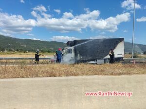 Πυρκαγιά σε Ι.Χ.Φ. όχημα επί της Εγνατίας Οδού στον Ίασμο Ροδόπης.(φωτο)