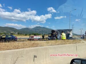 Πυρκαγιά σε Ι.Χ.Φ. όχημα επί της Εγνατίας Οδού στον Ίασμο Ροδόπης.(φωτο)