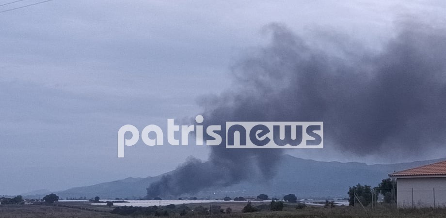 Πυρκαγιά σε υπολείμματα καλλιεργειών στη Νέα Μανωλάδα