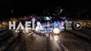 Πατρών - Πύργου: Σφοδρή μετωπική με τρεις τραυματίες στη Ν. Μανωλάδα.(φωτό-βίντεο)