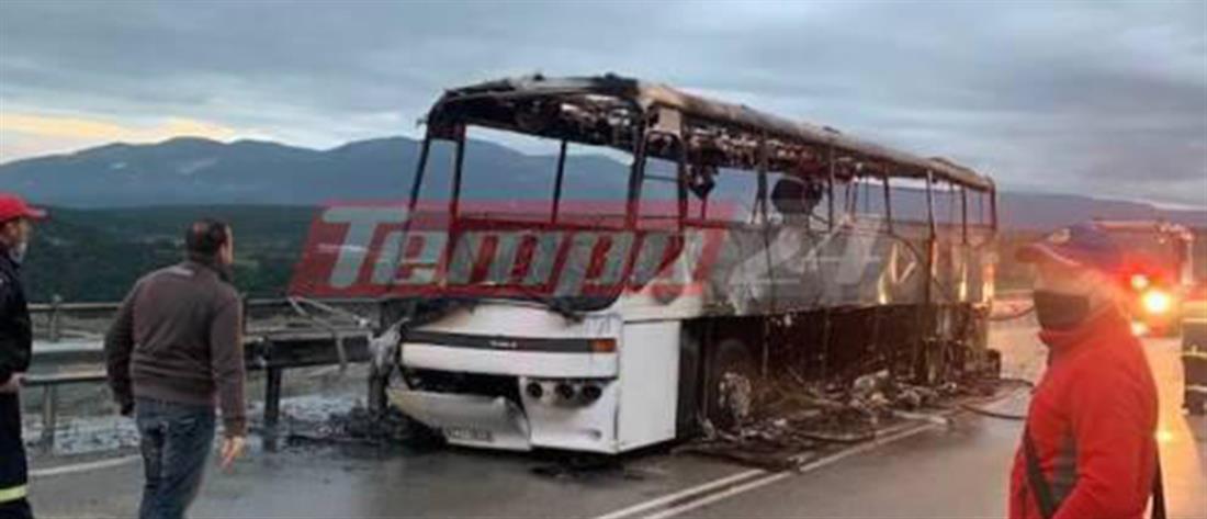 Αχαΐα: Σχολικό λεωφορείο άρπαξε φωτιά λίγο πριν παραλάβει μαθητές