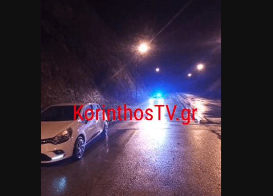 Kατολίσθηση στον Περιφερειακό Λουτρακίου στη διασταύρωση προς Γκράβα