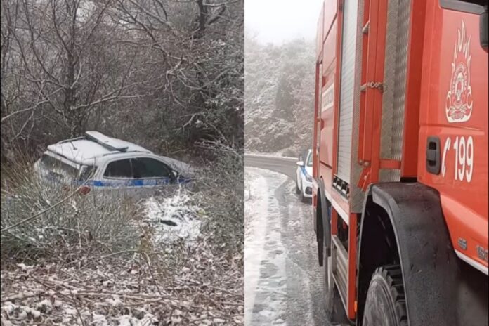 Πήλιο: Περιπολικό έπεσε σε γκρεμό - Εγκλωβίστηκαν οι Αστυνομικοί