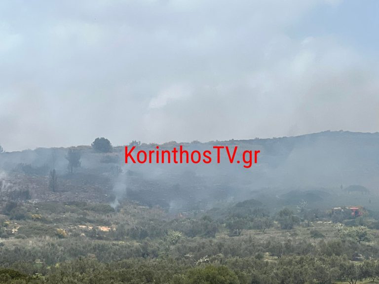 Σε εξέλιξη πυρκαγιά σε αγροτοδασική έκταση στην Αρχαία Κόρινθο (Φωτό)