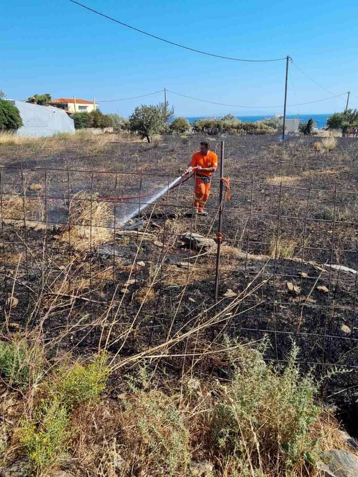 Πυρκαγιά σε οικόπεδικο χώρο στην Κάρυστο (Φωτό)