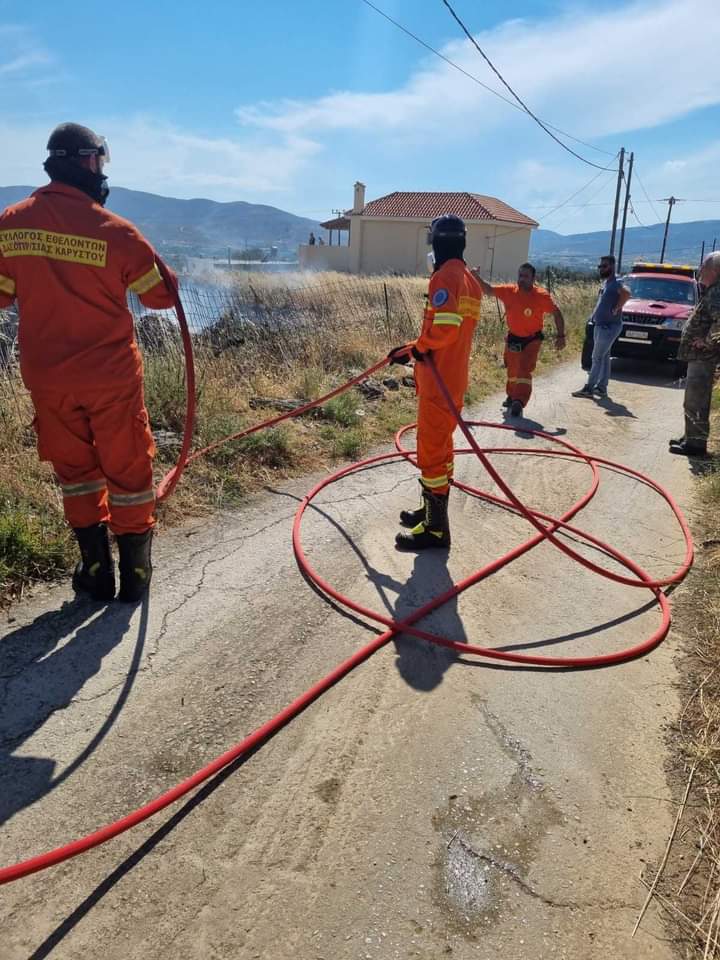 Πυρκαγιά σε οικόπεδικο χώρο στην Κάρυστο (Φωτό)