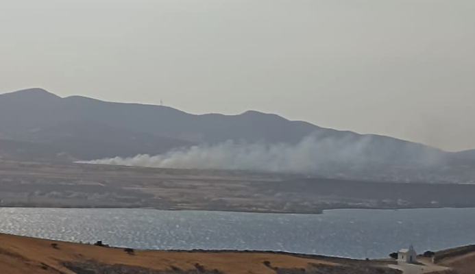 Πυρκαγιά σε χορτολιβαδική έκταση στην περιοχή Αγκαιριά στην Πάρο