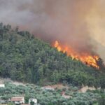 Πυρκαγιά σε εξέλιξη σε δασική έκταση στο Ακρωτήριο Αράπης Αγίου Όρους