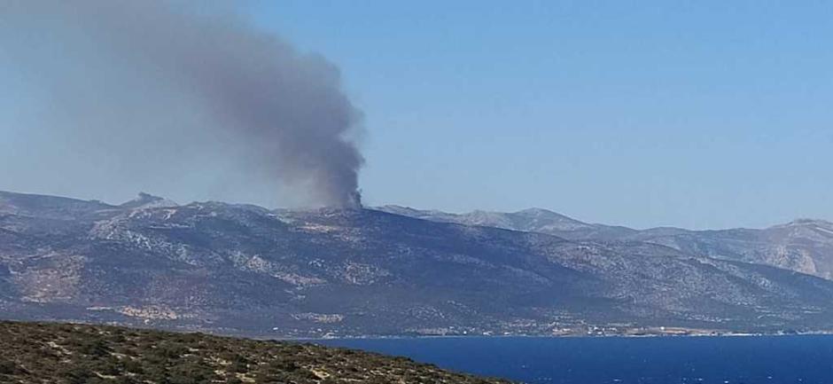 Πυρκαγιά σε χαμηλή βλάστηση στη Νάξο (Φωτό)
