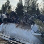 Ανετράπη βυτιοφόρο με εύφλεκτο υλικό στον κόμβο της Γυρτώνης στην Λάρισα (Βίντεο)