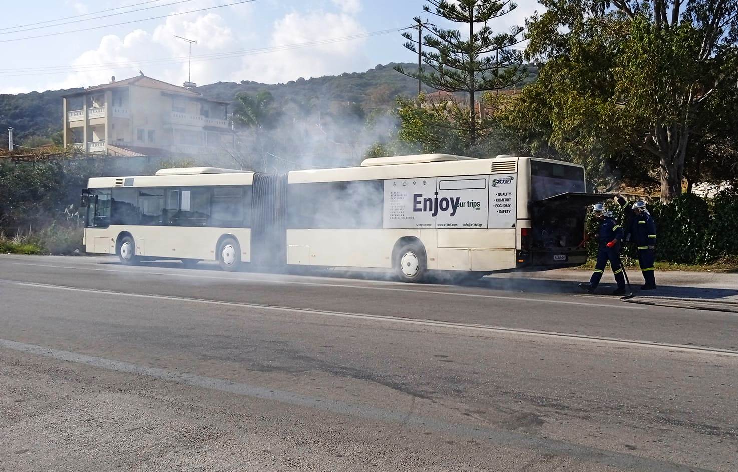 Πυρκαγιά σε λεωφορείο του υπεραστικού ΚΤΕΛ Χανίων – Ρεθύμνου