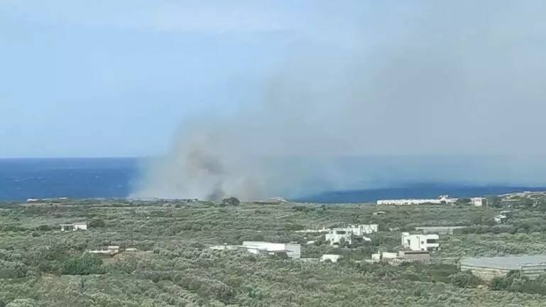 Πυρκαγιά σε χορτολιβαδική έκταση στα Μάλια Κρήτης