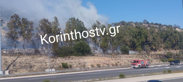 Πυρκαγιά σε χαμηλή βλάστηση στο 67ο χλμ της Ε.Ο. Αθηνών – Κορίνθου