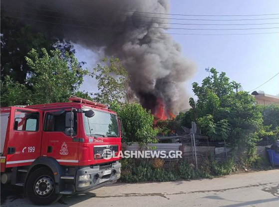 Πυρκαγιά εν υπαίθρω στην οδό Αγίων Σαράντα, στα Νεροκούρου Χανίων