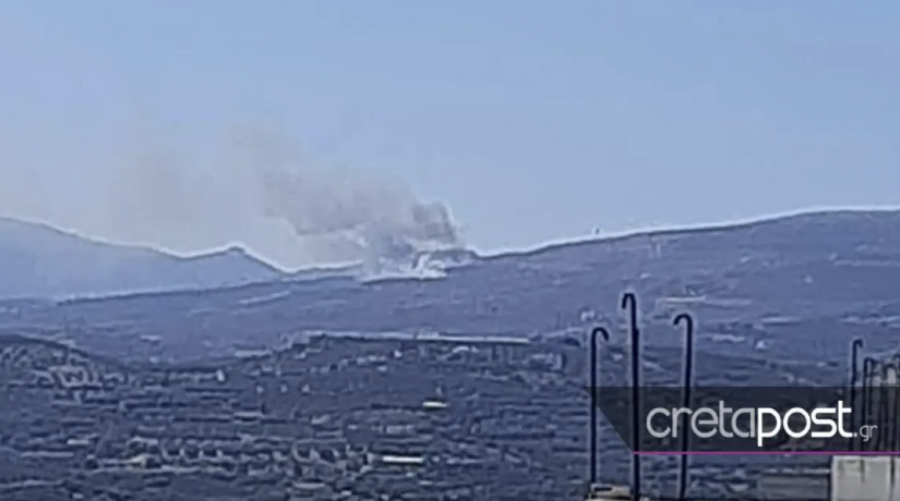 Πυρκαγιά σε χορτολιβαδική έκταση στην περιοχή Μαρωνία Κρήτης