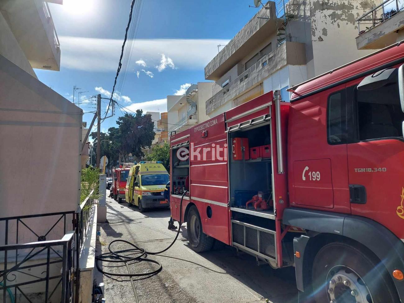 Πυρκαγιά σε διαμέρισμα δευτέρου ορόφου επί της οδού Βάρνης στο Ηράκλειο Κρήτης