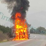 Πυρκαγιά σε φορτηγό στο Δαμάσι Λάρισας