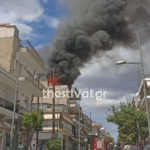 Πυρκαγιά σε δώμα πολυκατοικίας επί της οδού Στρ. Μακρυγιάννη στη Θεσσαλονίκη