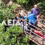 Επιχείρηση διάσωσης πατέρα και γιου μετά από πτώση σε χαράδρα πλησίον της περιοχής Στόμιο Ηλείας