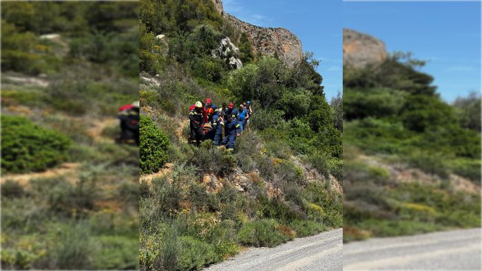 Διάσωση τραυματισμένης αναρριχήτριας στον Κοκκινόβραχο από το Π.Κ Λεωνιδίου