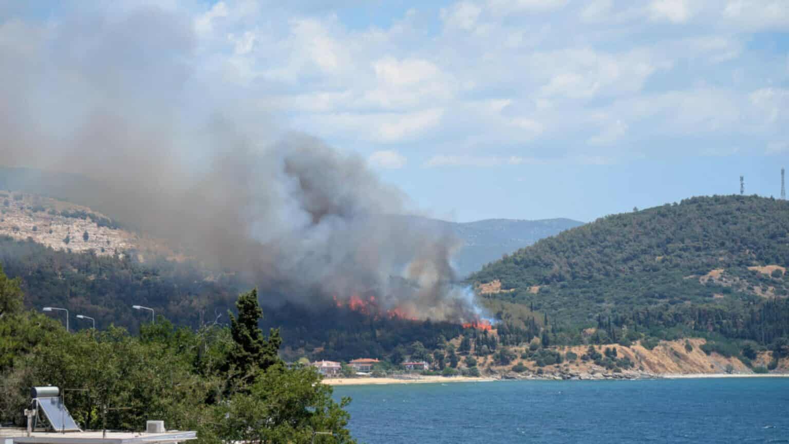 Πυρκαγιά σε δασική έκταση στην περιοχή Άσπρη Άμμος Καβάλας