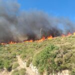Πυρκαγιά σε χαμηλή βλάστηση στην περιοχή Άγιος Ρωμανός στη νήσο Τήνο