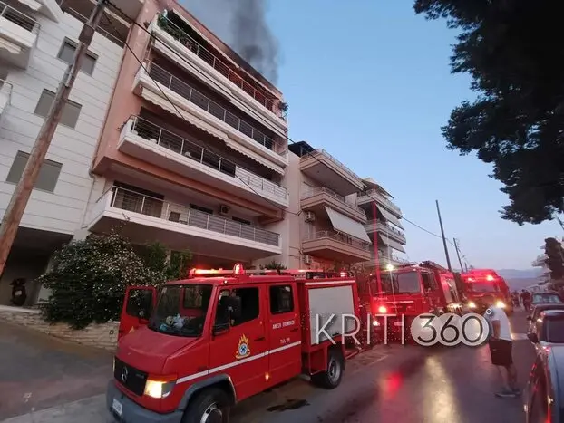 Πυρκαγιά σε διαμέρισμα επί της οδού Πολογιώργη κοντά στη Δεξαμενή στην πόλη των Χανίων Κρήτης