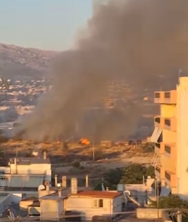 Πυρκαγιά σε οικοπεδικούς χώρους στο Μενίδι