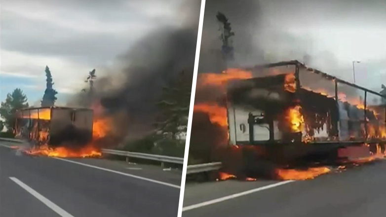 Πυρκαγιά σε φορτηγό στο 365ο χιλιόμετρο της Ε.Ο Αθηνών – Θεσσαλονίκης στο ρεύμα προς Αθήνα