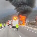 Πυρκαγιά σε φορτηγό στην Εγνατία Οδό στο ύψος του Μικρού Περιστερίου Ιωαννίνων