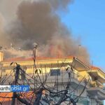 Πυρκαγιά σε σκεπή πολυκατοικίας στην περιοχή της Κυψέλης Ξάνθης